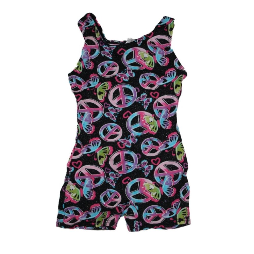 New Girl Jacques Morét Butterfly Peace Sign Gymnastic Biketard Size 4/5 XS